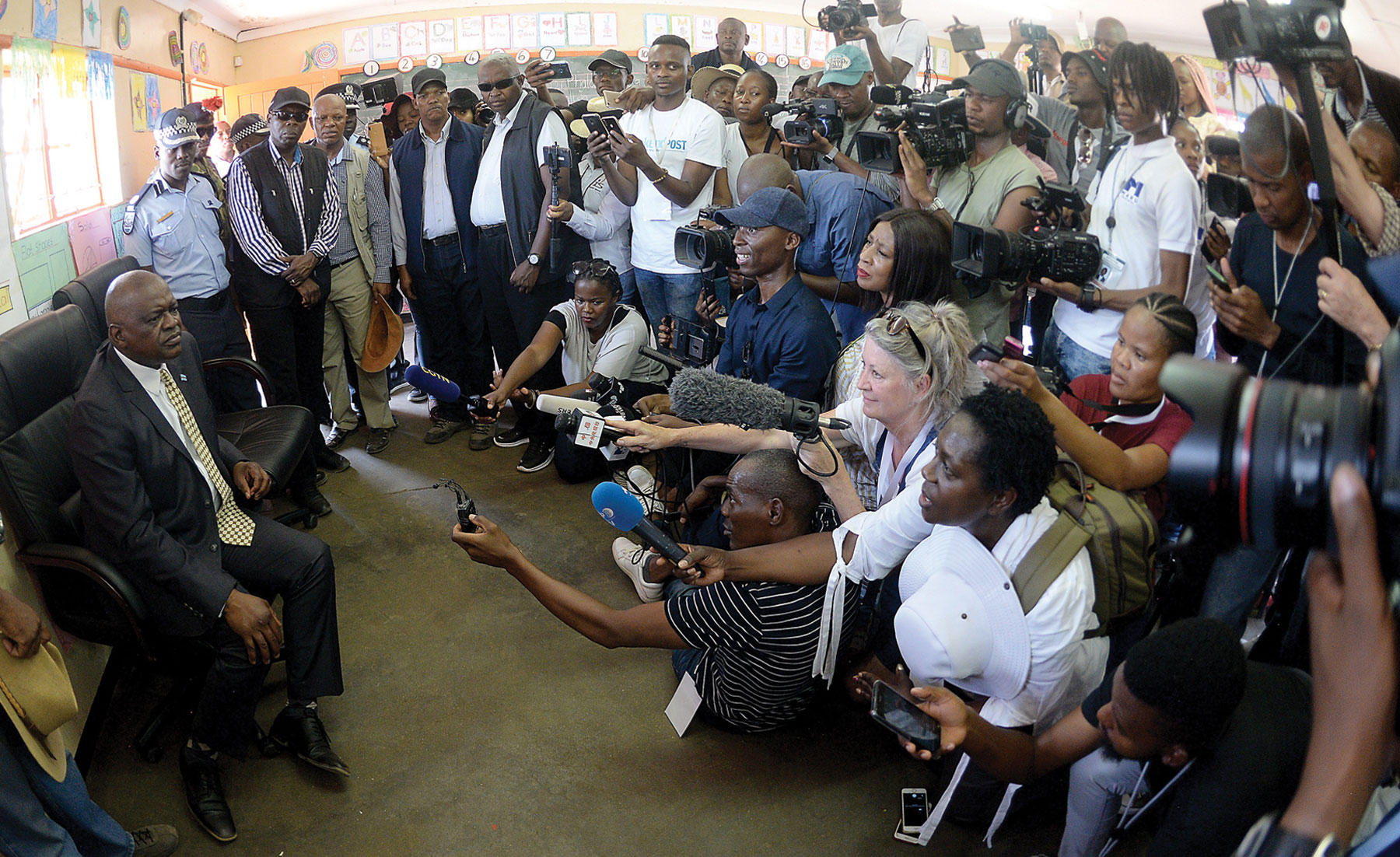 PRESIDENT MASISI ADDRESSING THE MEDIA