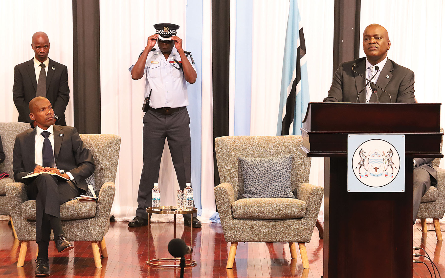 PRESIDENT MOKGWEETSI MASISI WITH HEALTH MINISTER LEMOGANG KWAPE