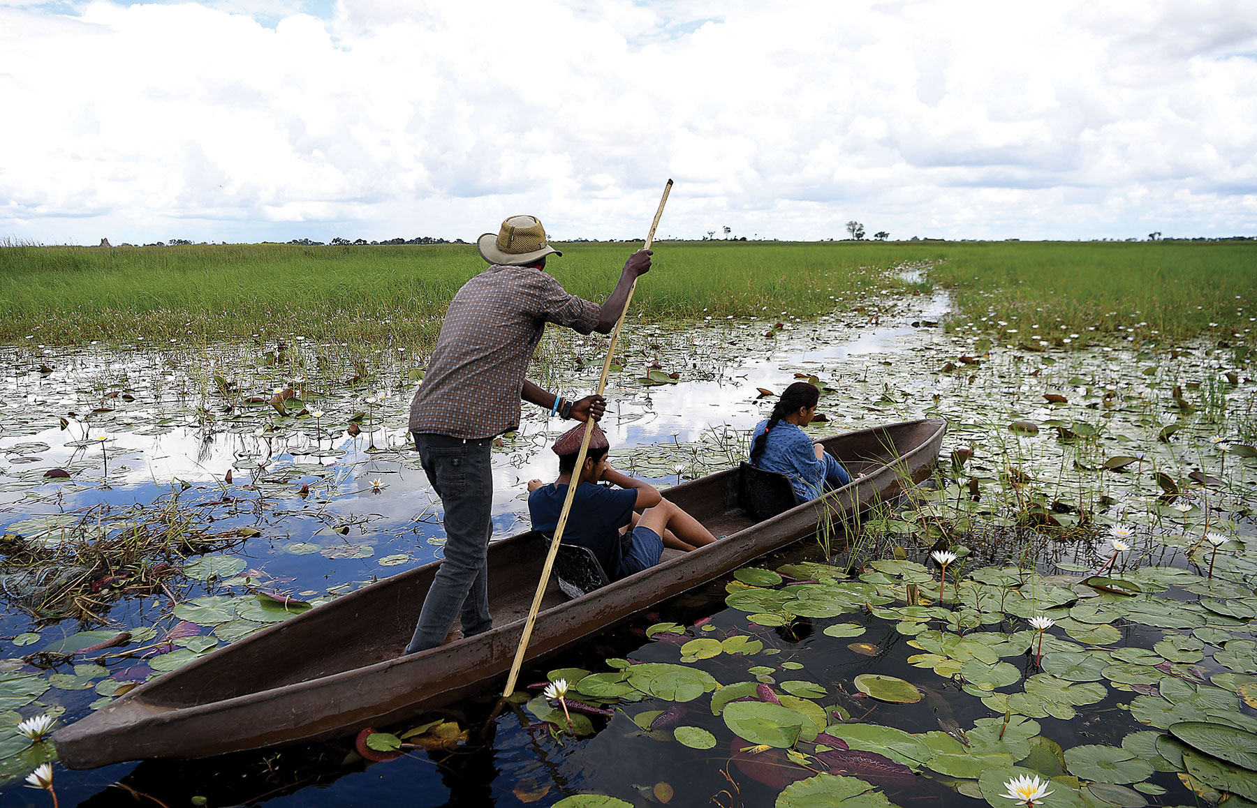 Tourists in a canoe