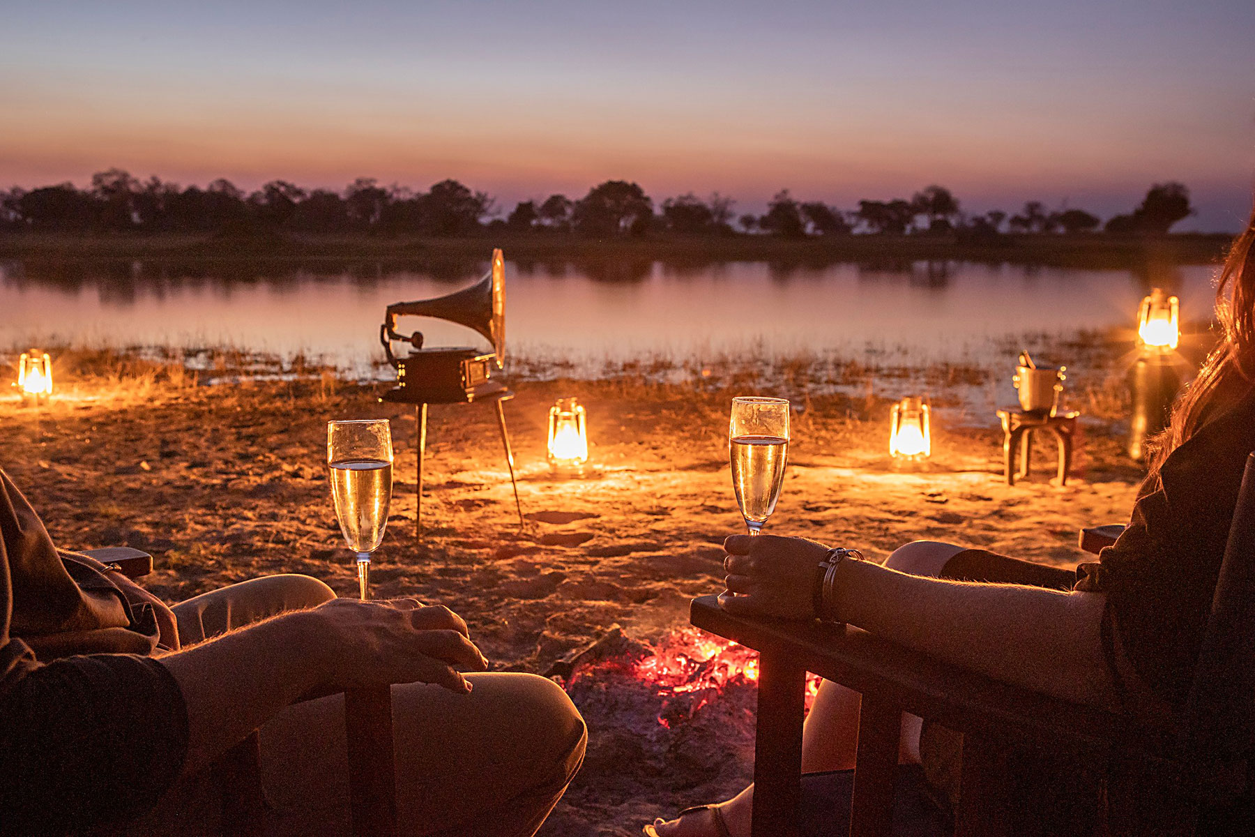 Sundowner at one or Ker Downey Botswana camps