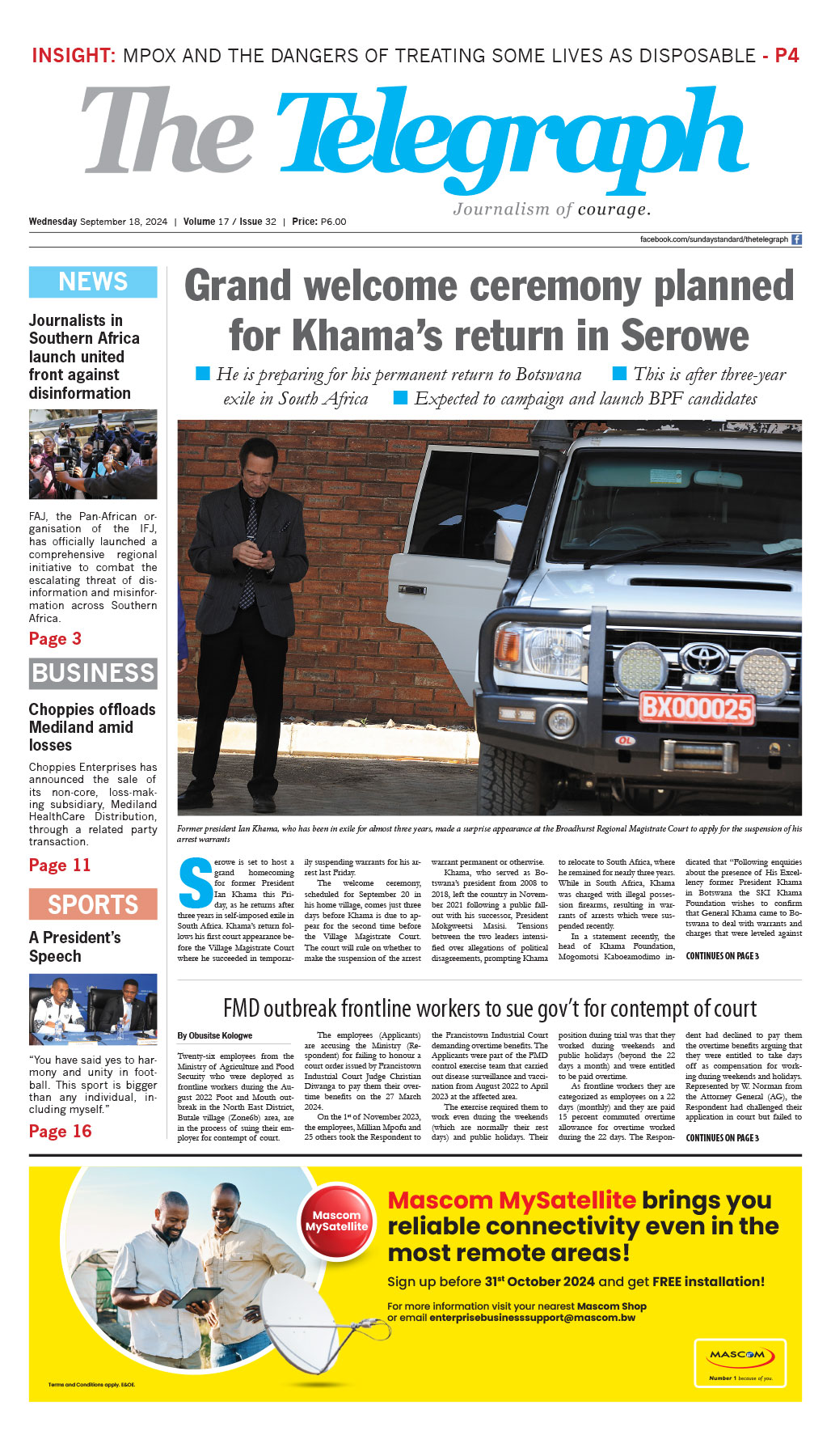 The Telegraph Frontpage 180924