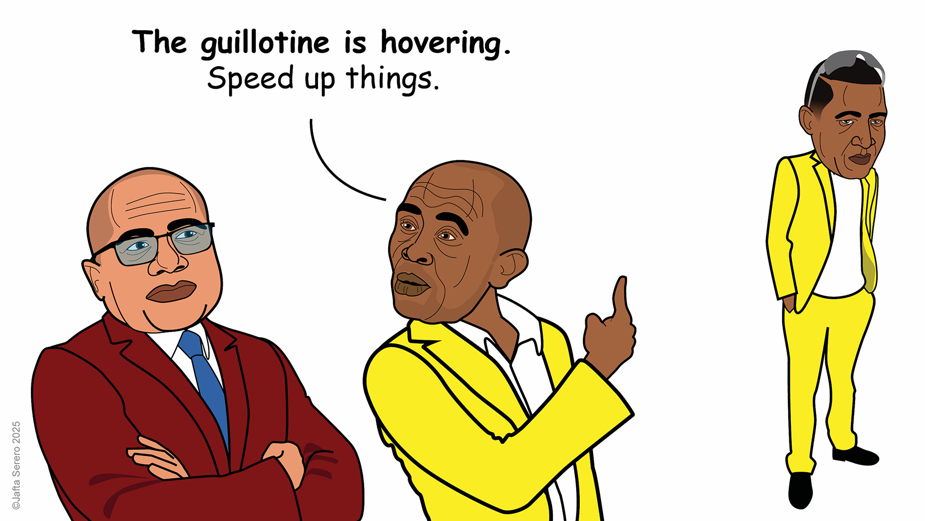 The guillotine is hovering